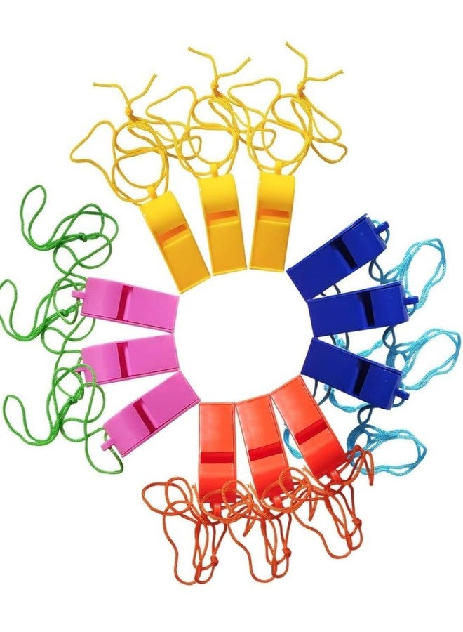 FULLFILLS Plastic noise maker whistles with lanyard for noise blowing (Pack of 12 pcs) - Image 5